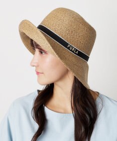 MOONBAT 【洗える】FURLA(フルラ)  ロゴ刺繍リボン 天然ハット