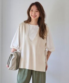 ANY L 【洗濯機可】サイドリボン ニットベスト