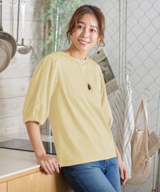 ANY 【WEB限定・接触冷感】シルケットスムース ギャザーパフスリーブトップス