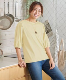 ANY 【WEB限定・接触冷感】シルケットスムース ギャザーパフスリーブトップス