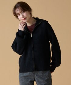 ANY L 【洗濯機可】ジップアップニットブルゾン