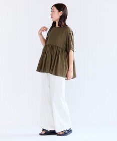 UNFILO ヴィンテージシアー ギャザーペプラムブラウス