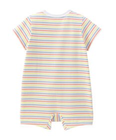 MIKI HOUSE HOT BISCUITS 【70-80cm】 みじんボーダー ワンポイント刺繍 ショートオール