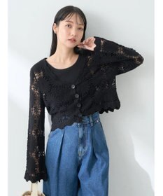 earth music&ecology クロシェ風カーディガン