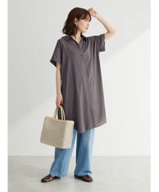 Green Parks ミディ丈半袖シャツワンピース