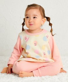 MIKI HOUSE HOT BISCUITS 【80-120cm】 ドット柄 ミニ裏毛パイル素材 腹巻き付き長袖パジャマ