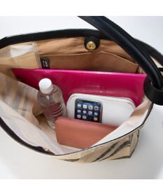 UNBILLION perche マダガスカルラフィアボーダーワンショルダー