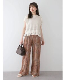 Green Parks 裾フリンジメッシュニットプルオーバー