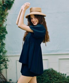 San-ai Resort（三愛水着楽園） 【UPF50＋】　パフスリーブキュロット3点セット　9M・11L　【San-ai Resort（サンアイリゾート）】