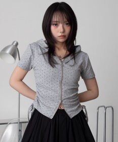 WEGO 半袖ドロストWジップパーカー