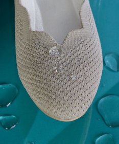 Tiaclasse 【洗える/撥水】スカラップニットフラットパンプス