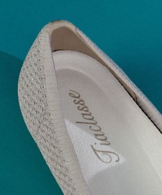 Tiaclasse 【洗える/撥水】スカラップニットフラットパンプス