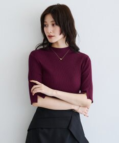YECCA VECCA ハイネック5分袖リブニット