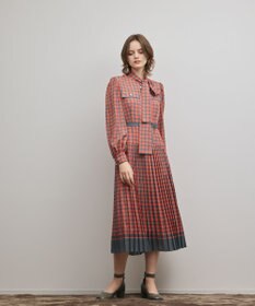 GRACE CONTINENTAL バイカラーチェックプリントワンピース