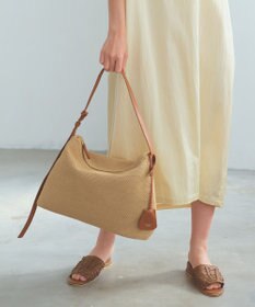 TOPKAPI 【Breath TOPKAPI】レザーコンビ 雑材風 シンプル ショルダーバッグ チャーム付き