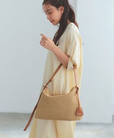 TOPKAPI 【Breath TOPKAPI】レザーコンビ 雑材風 シンプル ショルダーバッグ チャーム付き