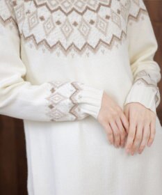 Tiaclasse L 【洗える】ノルディック柄ニットチュニック