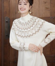 Tiaclasse L 【洗える】ノルディック柄ニットチュニック