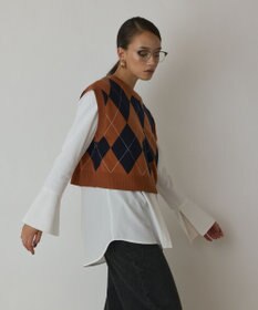 GRACE CONTINENTAL アーガイルニットベスト