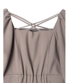 earth music&ecology 配色ステッチパフスリーブワンピース