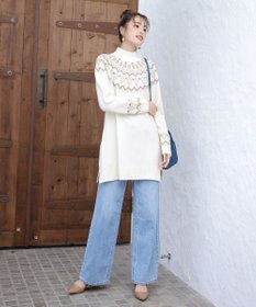 Tiaclasse L 【洗える】ノルディック柄ニットチュニック