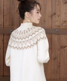 Tiaclasse L 【洗える】ノルディック柄ニットチュニック