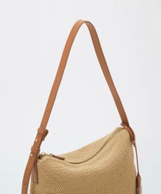 TOPKAPI 【Breath TOPKAPI】レザーコンビ 雑材風 シンプル ショルダーバッグ チャーム付き