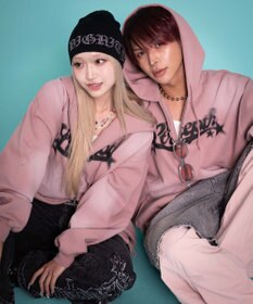 WEGO 【ユニセックス着用ITEM/MLサイズ展開】グラフィックZIPパーカー