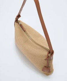 TOPKAPI 【Breath TOPKAPI】レザーコンビ 雑材風 シンプル ショルダーバッグ チャーム付き