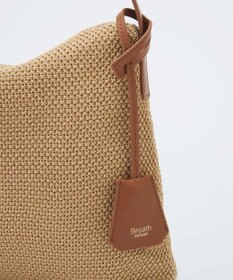 TOPKAPI 【Breath TOPKAPI】レザーコンビ 雑材風 シンプル ショルダーバッグ チャーム付き