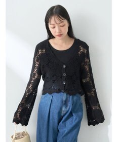 earth music&ecology クロシェ風カーディガン