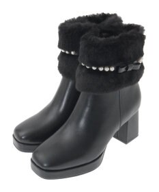 Maison de FLEUR パールリボンファーブーツ