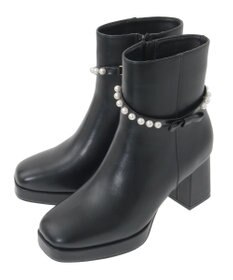 Maison de FLEUR パールリボンファーブーツ