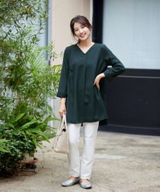 Tiaclasse 【洗える・スマート裏起毛】バックプリーツチュニックブラウス