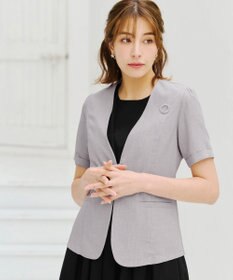 Tiaclasse 【洗える】  麻調半袖ジャケット