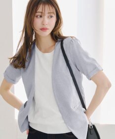 Tiaclasse 【洗える】  麻調半袖ジャケット