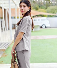 Tiaclasse 【洗える】  麻調半袖ジャケット