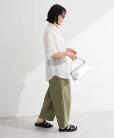Green Parks レース切替５分袖シャツ