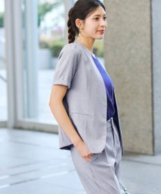 Tiaclasse 【洗える】  麻調半袖ジャケット