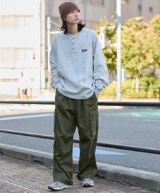 WEGO 【ユニセックス着用ITEM/MLサイズ展開/裏起毛】ショートドロストヘンリーネックプルオーバー