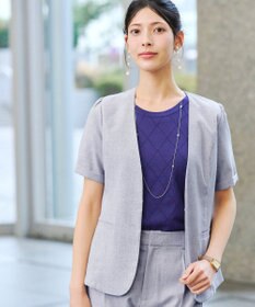 Tiaclasse 【洗える】  麻調半袖ジャケット