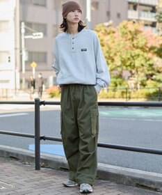 WEGO 【ユニセックス着用ITEM/MLサイズ展開/裏起毛】ショートドロストヘンリーネックプルオーバー