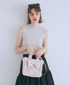 Maison de FLEUR サテンリボンファー2Wayスクエアトートバッグ