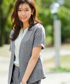 Tiaclasse 【洗える】  麻調半袖ジャケット