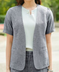 Tiaclasse 【洗える】  麻調半袖ジャケット