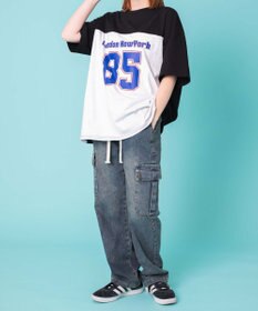 WEGO 【ウエストゴム】ドローコードウオッシュドカーゴデニム