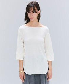 BEIGE， 【洗える】GLOBE / コットンリブ7分袖カットソー