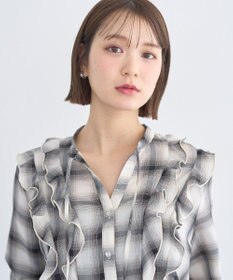 earth music&ecology フリルリボンブラウス