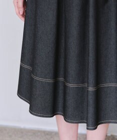 Tiaclasse 【洗える】デニムタックフレアスカート