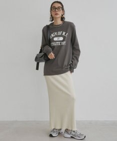 WEGO 【ANGIE VINTAGE】GILDAN カレッジロゴ オーバーサイズ プリント ロンT